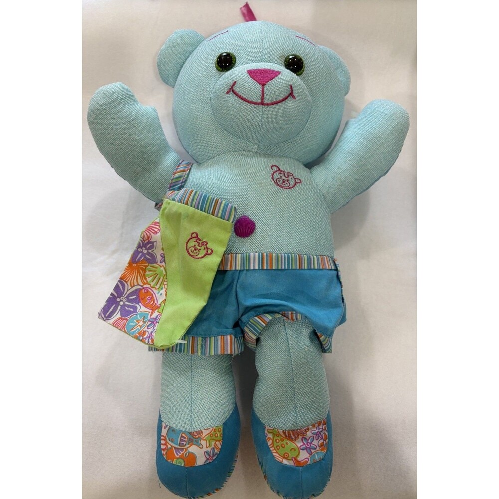 VTG 2005 Plush Doodle Bear GIRL Light Blue Play Along with shorts & bag